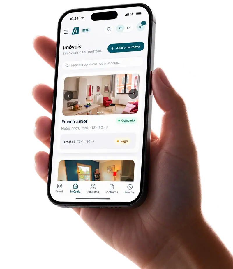 Aplicação Aluseg para gestão de arrendamentos no telemóvel